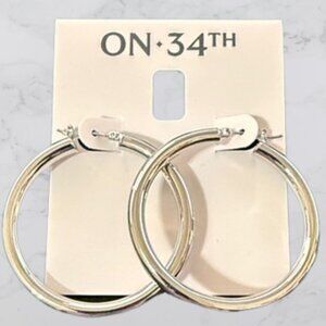 NWT ON 34TH Silver Hoop Earrings